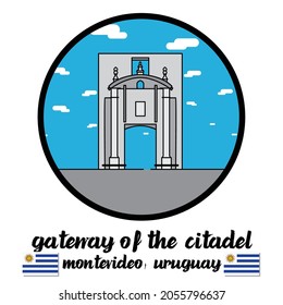 Circle Icon Gateway of the Citadel. Vector illustration