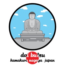 Circle Icon Giant Buddha Daibutsu In Kamakura Japan. Icon Vector Illustration
