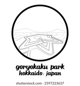 Circle Icon Goryokaku Park. Vector illustration
