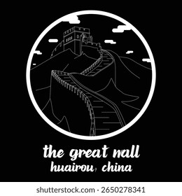 Circle Icon The Great Wall. Vector illustration