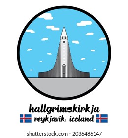 Circle Ikone Hallgrimskirkja. Vektorgrafik