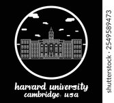 Circle Icon Harvard University. Vector Illustration
