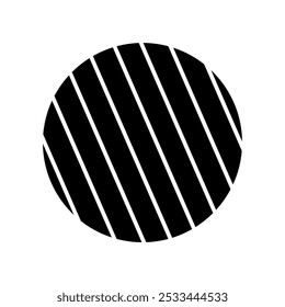 circle icon with hatched line, modern vector isolated on white background.