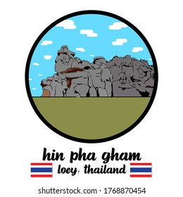 Circle Icon Hin Pha Gham in Loey Thailand. vector illustration