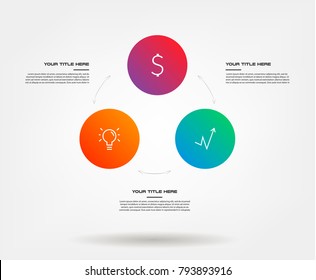 CIrcle of icon infographics. Element of chart, graph, diagram with 3 options - parts, processes, timeline. Vector business template for presentation, workflow layout, annual report, web design