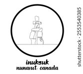 Circle Icon Inuksuk. Vector Illustration