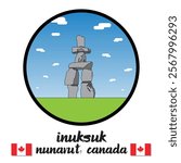 Circle Icon Inuksuk. Vector Illustration
