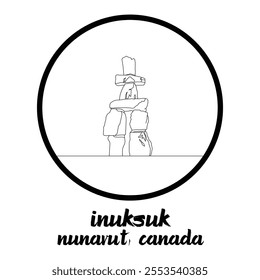 Circle Icon Inuksuk. Vector Illustration