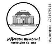 Circle Icon jefferson memorial.vector illustration
