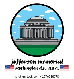 Circle Icon jefferson memorial.vector illustration