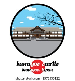 Circle icon Kawagoe Castle. vector illustration