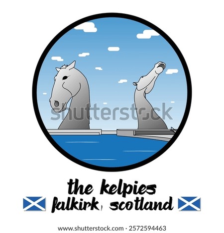 Circle Icon The Kelpies. Vector Illustration
