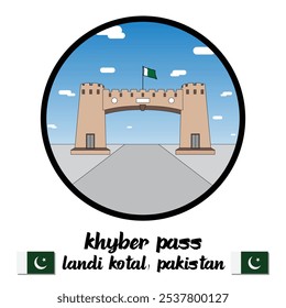 Circle Icon Khyber Pass. Vector Illustration