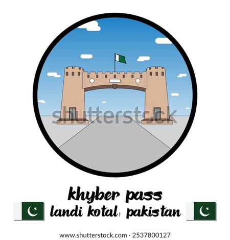 Circle Icon Khyber Pass. Vector Illustration