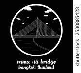 Circle Icon King Rama VIII Bridge. Vector Illustration