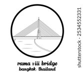 Circle Icon King Rama VIII Bridge. Vector Illustration