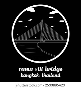 Circle Icon King Rama VIII Bridge. Vector Illustration