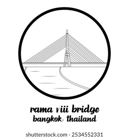 Circle Icon King Rama VIII Bridge. Vector Illustration