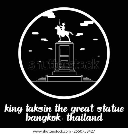 Circle Icon King Taksin The Great Statue.. Vector Illustration