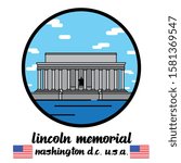 Circle Icon Lincoln Memorial. vector illustration