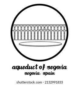 Circle Icon line Aqueduct of Segovia. vector illustration