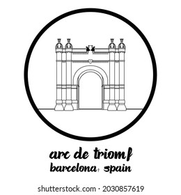 Circle Icon line Arc de Triomf. Vector illustration