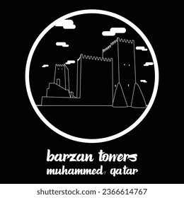 Circle icon line Barzan Towers. vector illustration