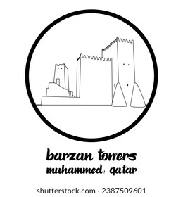 Circle icon line Barzan Towers. vector illustration