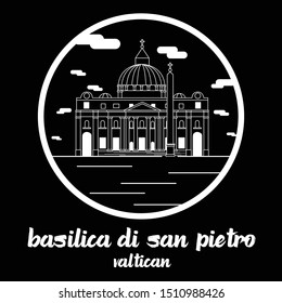 Circle icon line Basilica di San Pietro
. vector illustration