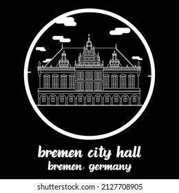 Circle Icon line Bremen City Hall. vector illustration