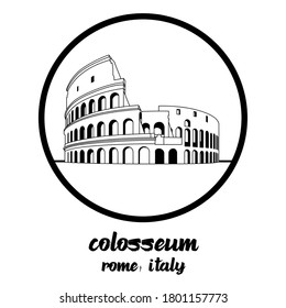 Circle icon line colosseum. vector illustration