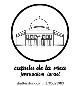 Circle icon line Cupula de la Roca. vector illustration