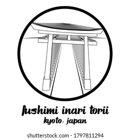 Circle icon line Fushimi Inari Torii . vector illustration