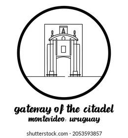 Circle Icon line Gateway de la ciudadela. Ilustración del vector