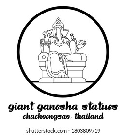 circle icon line giant ganesha stute. vector illustration