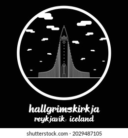 Circle icon line Hallgrimskirkja. vector illustration