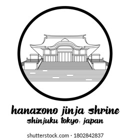 Circle icon line Hanazono jinja Shrine. vector illustration