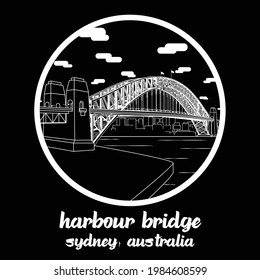Circle Icon line Harbour Bridge. icon vector illustration