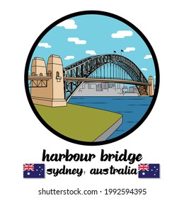 Circle Icon line Harbour Bridge. ilustración de vector de icono