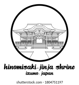 Circle Icon line hinomisaki-jinja Shrine. vector illustration