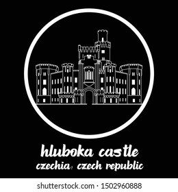 Circle icon line Hluboka Castle . vector illustration
