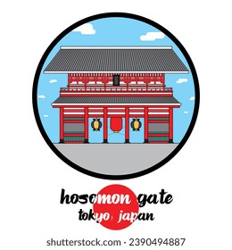 Circle Icon line Hosomon Sensoji Temple Asakusa.vector illustration
