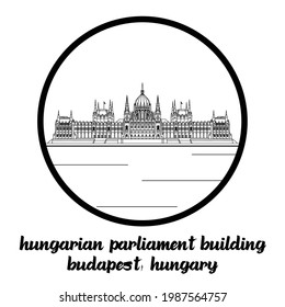Circle Icon line Hungarian Parliament Building. icon vector illustration