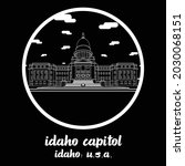 Circle icon line Idaho Capitol. vector illustration