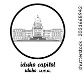 Circle icon line Idaho Capitol. vector illustration