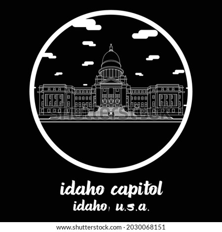 Circle icon line Idaho Capitol. vector illustration