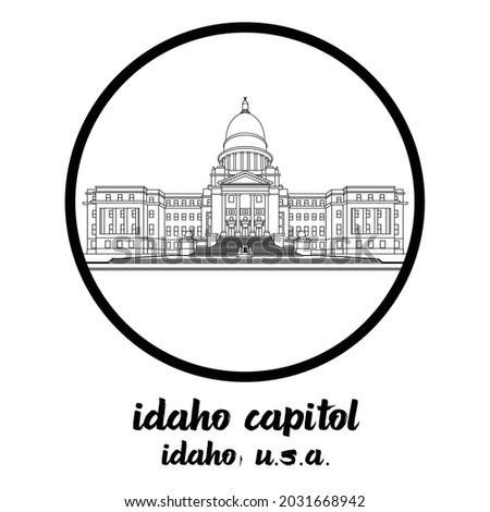 Circle icon line Idaho Capitol. vector illustration