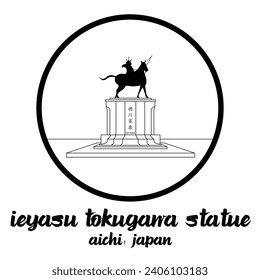 Circle icon line Ieyasu Tokugawa Statue. vector illustration