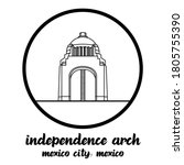 Circle Icon Line Independence Arch Mexico. Vector illustration

