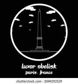 Circle Icon line Luxor Obelisk. Vector illustration